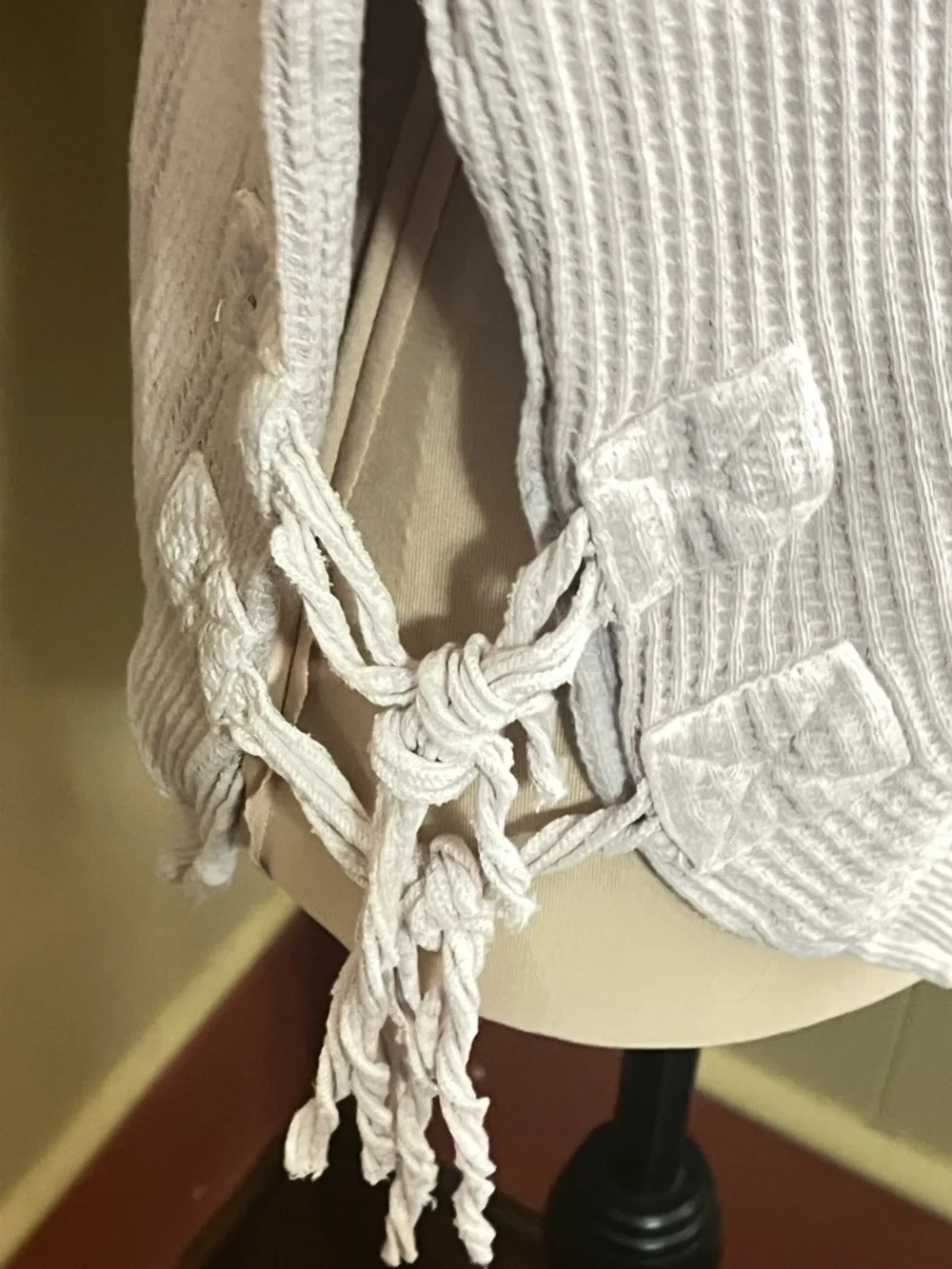 Free People One Large Lavender Waffle Knit Long Sleeve Side Lace-Up Top